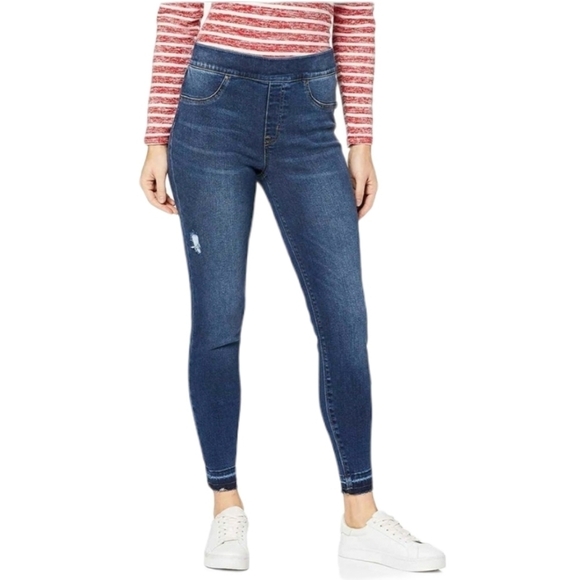 SPANX Denim - Spanx Distressed Ankle Skinny Jeans Women’s‎ Size Medium Pull-On Stretch Denim